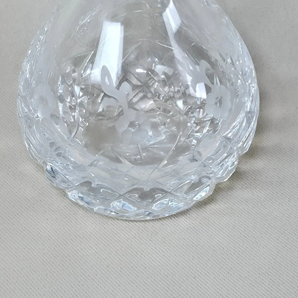 Rogaska Gallia Crystal Violet Bud Vase Etched Floral Diamond Cut Luxury Glass 4